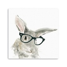 HomeRoots 398855 40 x 40 in. Gray Watercolor Cutie Rabbit in Glasses Can... - $212.93