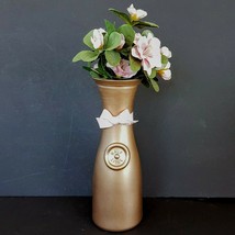 Glass Milk Bottle Vase Painted Rose Gold 9&quot; Anchor Hocking VTG Farmhouse... - $8.91