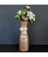 Glass Milk Bottle Vase Painted Rose Gold 9&quot; Anchor Hocking VTG Farmhouse... - $8.91