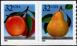 1995 32c Peach &amp; Pear, Attached Pair Scott 2493-94 Mint F/VF NH - $2.39