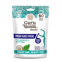 Guru Nanda Basics Fresh Floss Picks Cocomint Flavored Floss 60 Floss Picks - £7.17 GBP