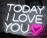 Today I Love You Neon Sign White Letter LED Sign Words Neon Light up Sig... - £32.16 GBP