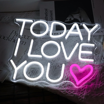 Today I Love You Neon Sign White Letter LED Sign Words Neon Light up Sign Love N - £33.40 GBP