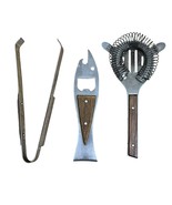 Vintage Hoffritz Bar Set Barware Tools Ice Tongs Opener Strainer Made in... - $38.89 CAD