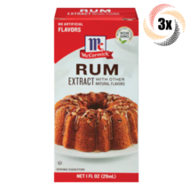 3x Pack McCormick Imitation Rum Flavor Extract | 1oz | Non Gmo Gluten Free - £17.06 GBP