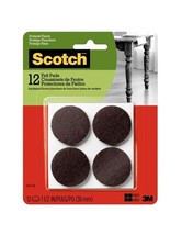 Scotch Round Felt Pads for Hardwood Floor, Brown, Self-Stick, 1-1/2&quot;, Pack of 12 - £6.06 GBP