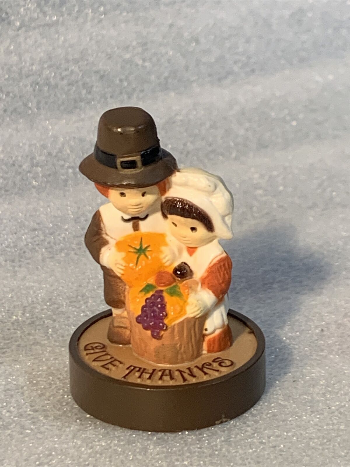 Primary image for RARE Hallmark Thanksgiving 1976 Pilgrims Kneeling Give Thank Merry Miniature