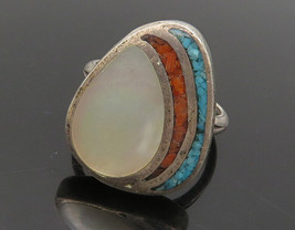 SOUTHWESTERN 925 Silver - Vintage Mother Of Pearl Cocktail Ring Sz 6 - RG14794 - £38.63 GBP