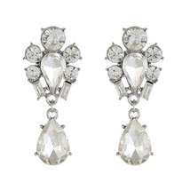 Crystal &amp; Cubic Zirconia Silver-Plated Pear Drop Earrings - £11.18 GBP