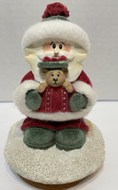 Santa Claus and Bear Christmas Resin Decoration Velvet Coat and Hat 5.5&quot;... - £9.07 GBP