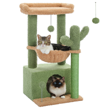 Cat Tree 33&quot; Cute Cactus Cat Scratching Posts Tower with Large Top Perch - £46.82 GBP