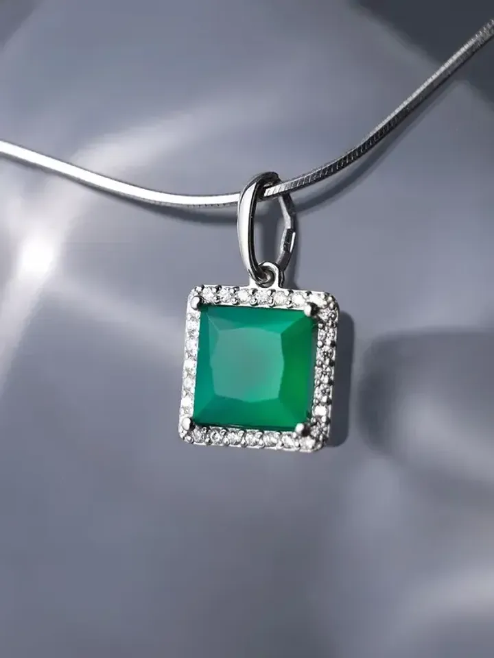 Pendant, silver 925, natural agate - $85.00