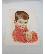 Vintage Little Boy With Red Shirt Crossing Arms Art Print 11&quot; X 14&quot; - $35.64