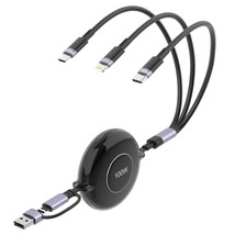 100W Usb C To Multi Charging Cable, Iphone 15 Retractable Charging Cable With Ty - £26.73 GBP