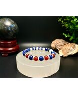 Australian Flag Gemstone Bracelet: Lapis Lazuli, Carnelian &amp; Moonstone - $29.39
