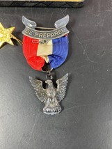 Vintage EAGLE SCOUT Badge Medal Sterling Red White Blue Ribbon Coffin box Boy - £79.09 GBP