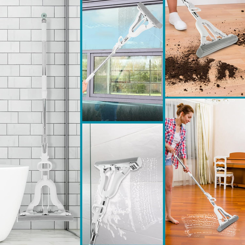Elegant White PVA Sponge Mop, Adjustable Handle & Super Absorbent Sponge for Wet Item image 6