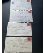 Vintage Us Air Mail Red 8 Cent Postal Stamp On 4 Covers Material Unknown - $69.43 CAD