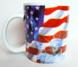 American Flag Coffee Mug Lady Liberty Red White and Blue - £19.80 GBP