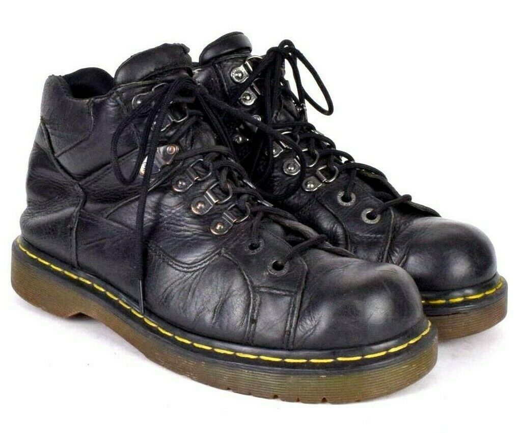 Dr Martens Black Leather Ankle Boots Short 6 Eyelet Mens Size US 9 EU 42 UK 8 - $48.50