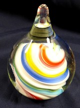 Clear &amp; Ice-cream Swirl  Art Glass cupcake dome  Paperweight - £35.48 GBP