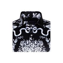 Mens Oscar Banks Brand Name Turkey Shirt Satin Floral European 6425 Black white image 4
