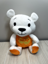 Hallmark 8" plush orange white Halloween pumpkin jack-o-lantern white te... - $4.15