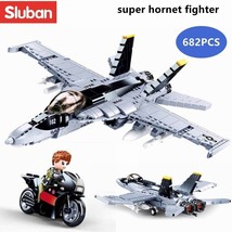 F18 Fighter Jet Aircraft Building Blocks Military MOC Bricks Model Kids DIY Toys - £43.14 GBP