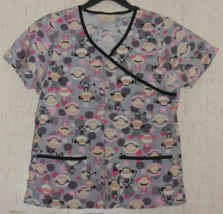 Excellent Womens Tafford Monkeys &amp; Polka Dots Novelty Print Scrubs Top Size Xs - £18.75 GBP