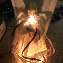 Rare Vintage Lighted Angel Christmas Tree Topper Porcelain and Lace 8in - £15.76 GBP
