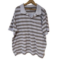 Haband Shirt Mens XXL Brown Beige Striped Short Sleeve Polo Dress Casual - £13.95 GBP