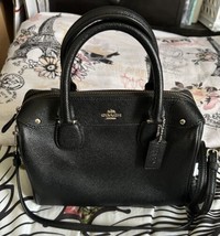Coach Mini Bennett Satchel Crossgrain Leather Handbag Black - F57521 - $83.80