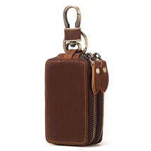 Car Key Bag Double Zipper Crazy Horse Leather Mercedes-Benz Volkswagen Audi Key  - £22.41 GBP