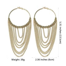 MANILAI Fashion Circular Metal Long Tassel Earrings For Women Indian Jewelry Cha - £10.56 GBP