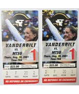 2 VANDERBILT COMMODORES v MTSU BLUE RAIDERS 2001 UPSET WIN Football Tick... - $27.00 CAD