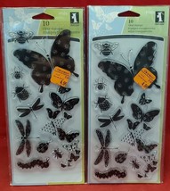 New Inkadinkado Patterned Butterflies Dragonfly 10 Clear Unmounted Stamps X2 - £11.61 GBP