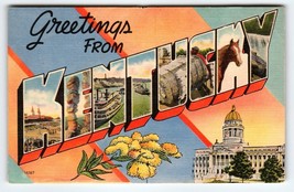 Greetings From Kentucky Postcard Large Big Letter Vintage Linen Colourpi... - $8.08