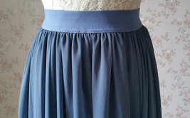 Summer Dusty Blue Chiffon Skirt Women Custom Plus Size Chiffon Maxi Skirt image 7
