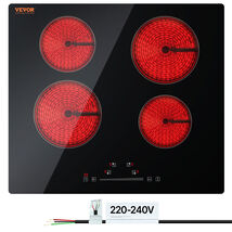 VEVOR Built in Electric Stove Top, 23.2 x 20.5 inch 4 Burners, 240V Glass  - $143.99