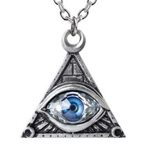 Blue All Seeing Eye of Providence Freemason Pyramid Necklace Alchemy Gothic P827 - £38.34 GBP