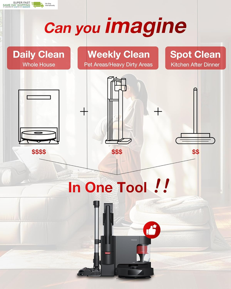Cordless Stick Vacuum & Robot & Mopping, All-In-One Cleaning Combot, with Dual A Item image 2