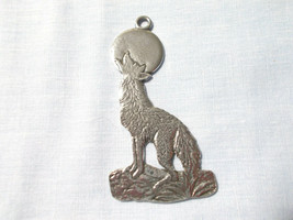 Wolf Howling Full Moon Profile Large 2 Sided American Pewter Pendant Necklace - £13.53 GBP
