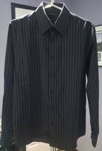 D) Two A.M. Men&#39;s Casual Button Down Long Sleeve Striped Shirt Nightclub... - $4.94