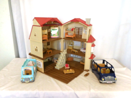 Calico Critters #CC1796 Red Roof Country Home Kids Gift Set 3 story + Cars + Acc - £50.41 GBP