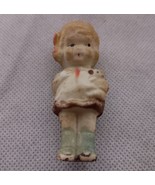Girl Figurine Bisque Made in Japan Holding Stuffed Bear or Dog - $27.95