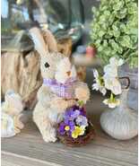 Bristle Bunny with Ribbon and Wicker Basket - $43.41 CAD