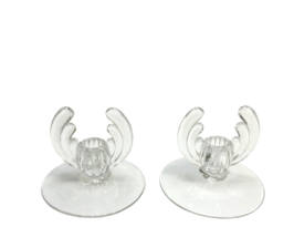 Vintage Heisey Crystolite Pair of Candle Stick Holders Base 5 inch Dia - £28.45 GBP