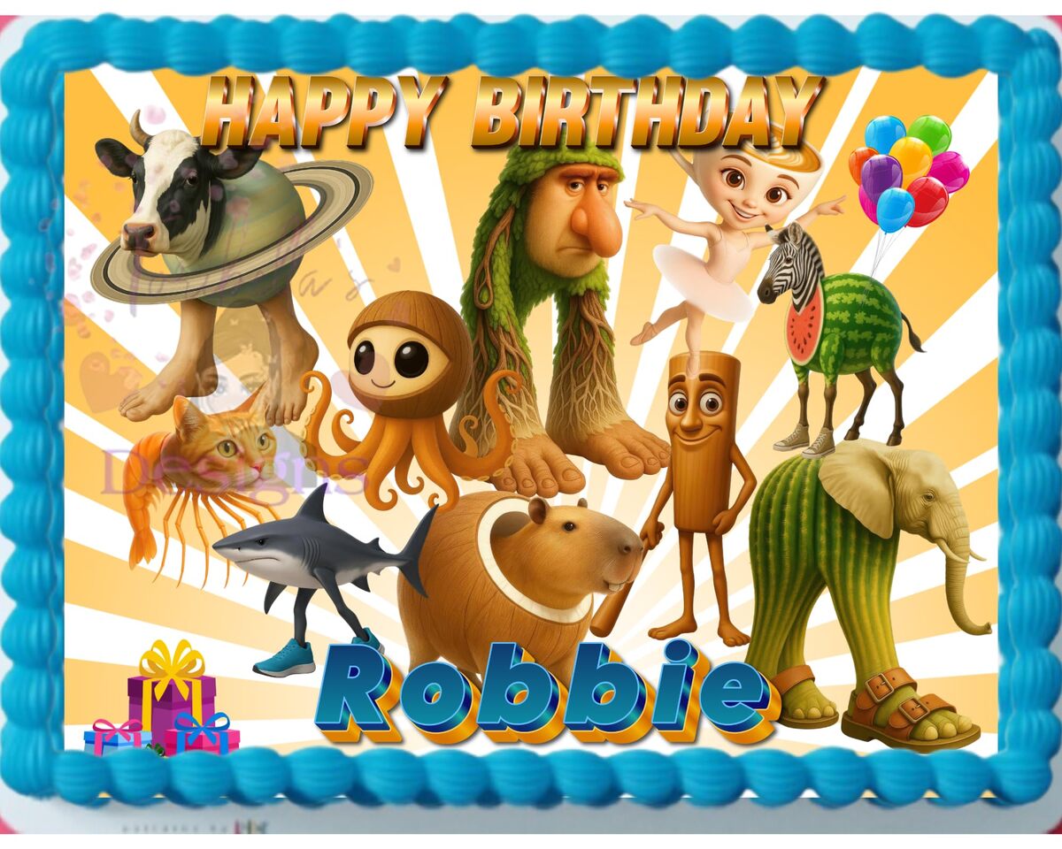 Italian Rot Brain Themed Edible Image Birthday Cake Topper or Side Borde... - $17.47