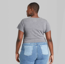 Women's Plus Size Short Sleeve V-Neck Cropped T-Shirt - Wild Fable image 3