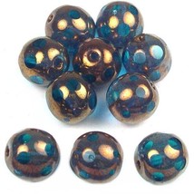 10 Blue Harlequin Beads Spotted Glass Jewelry Bead 8mm - £6.05 GBP